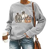QIANRUO Thanksgiving Sweatshirt for Women Cute Leopard Pumpkin Graphic Tee Casual Fall Long Sleeve Pullover Tops