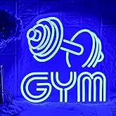 LMSIGNLY Dumbbell Neon Sign Barbell Gym Neon Signs Gym Letter Neon Light Gym Blue Barbell Neon Light Sign for Sports Room, Decor Club,Party Bar,Fitness Club Decoration(13x13inch)