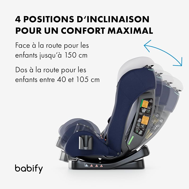 Siege Auto Bebe pour Enfant de 40-150 cm, Siège Auto Bébé et Enfants 3 en 1, Sièges Auto Ergonomique, Réglable, Rehausseur Voiture Enfant, Siege Bebe de Voyage Confortable et Pratique, 5 Points