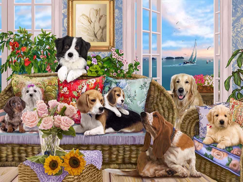 Vermont Christmas Company Dogs on The Sofa Jigsaw Puzzle 550 Piece