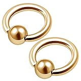 2Pcs Rose Anodized 14g 5/16 8mm captive bead hoop