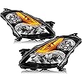TUSDAR 4-Door Halogen Headlight Assembly Pair Compatible with 2007 2008 2009 Nissan Altima Sedan Driver and Passenger Side Black Housing