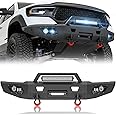 EYOUHZ Pickup Truck Front Bumper Compatible with 2021 2022 2023 2024 Dodge Ram 1500 TRX with Winch Plate, 5 x LED Lights, License Plate Frame, Sensor Mounting Holes & D-rings, Black