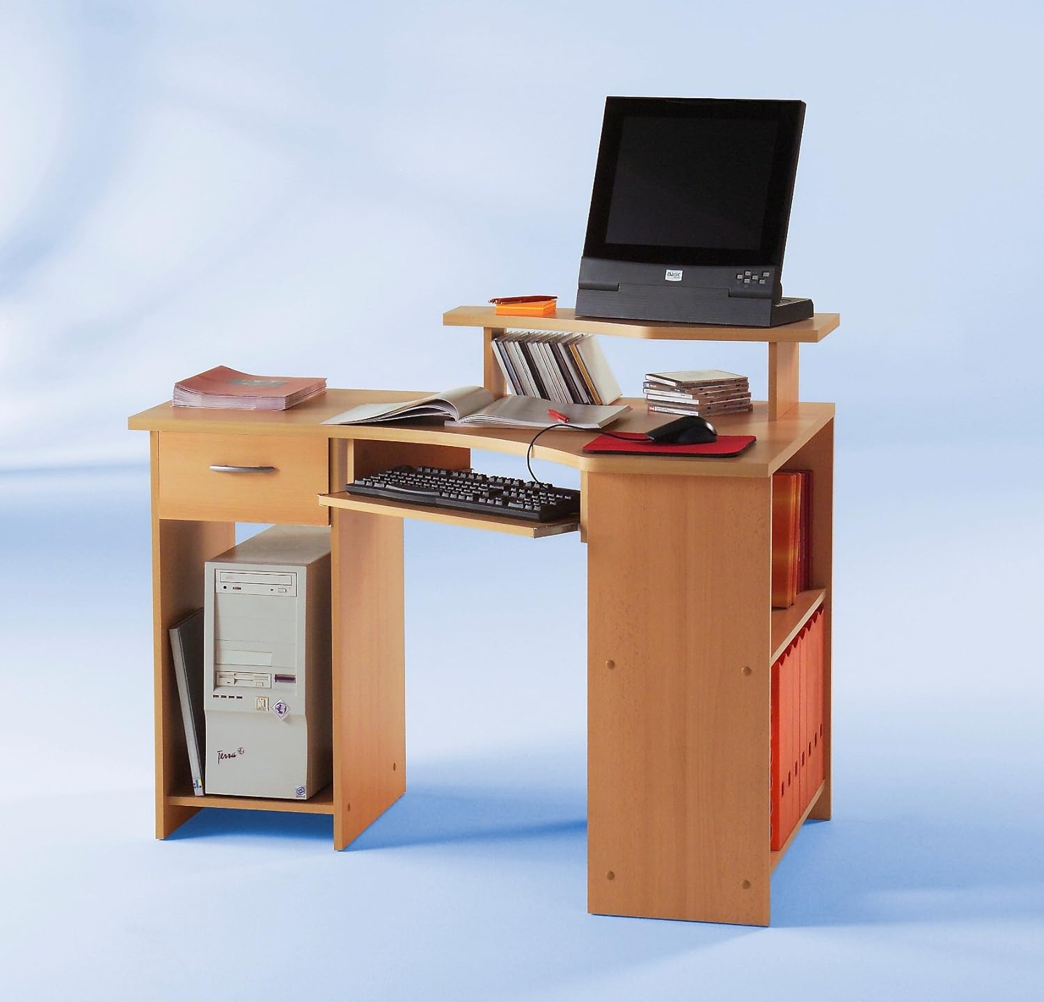 BEECH Colour Wood Corner Computer/PC Work Table Desk Station with