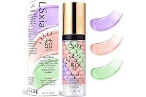 LSXIA 3 In 1 Primer for Face Before Makeup, SPF 50, Tinted Moisturizer Sunscreen Isolation Cream, One Step Color Corrector Makeup Primer, Color Correcting Concealer Oil Control, Base de Maquillaje, #01