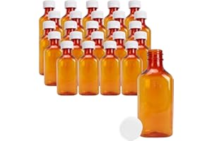 AMERICAN HEALTH SERVICE Generic Plastic Amber Oval Liquid Medicine Bottles, 4oz, (25 Count), Child Resistant Cap/Safety Lid, Pharmacy Prescription Dispensing Bottle
