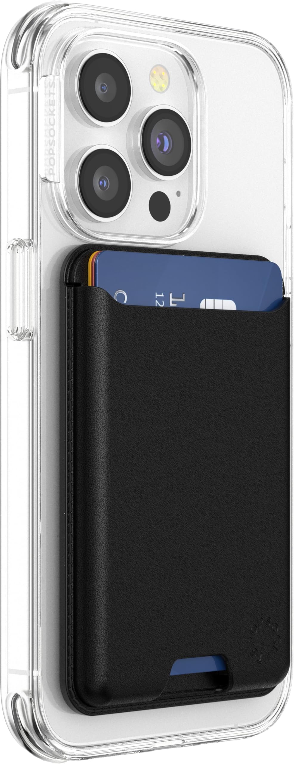 PopSockets Softgoods Phone Wallet and Adapter Ring for MagSafe, Phone Card Holder, Wireless Charging Compatible, Wallet Compatible with MagSafe® - Black — image 1