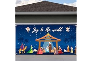 GANEEN 6 x 13 ft Holy Night Outdoor Nativity Christmas Garage Door Banner Decorations Religious Nativity Garage Door Cover Christmas Birth of Jesus Backdrop Garage Banner Decoration for Wall Party Supplies