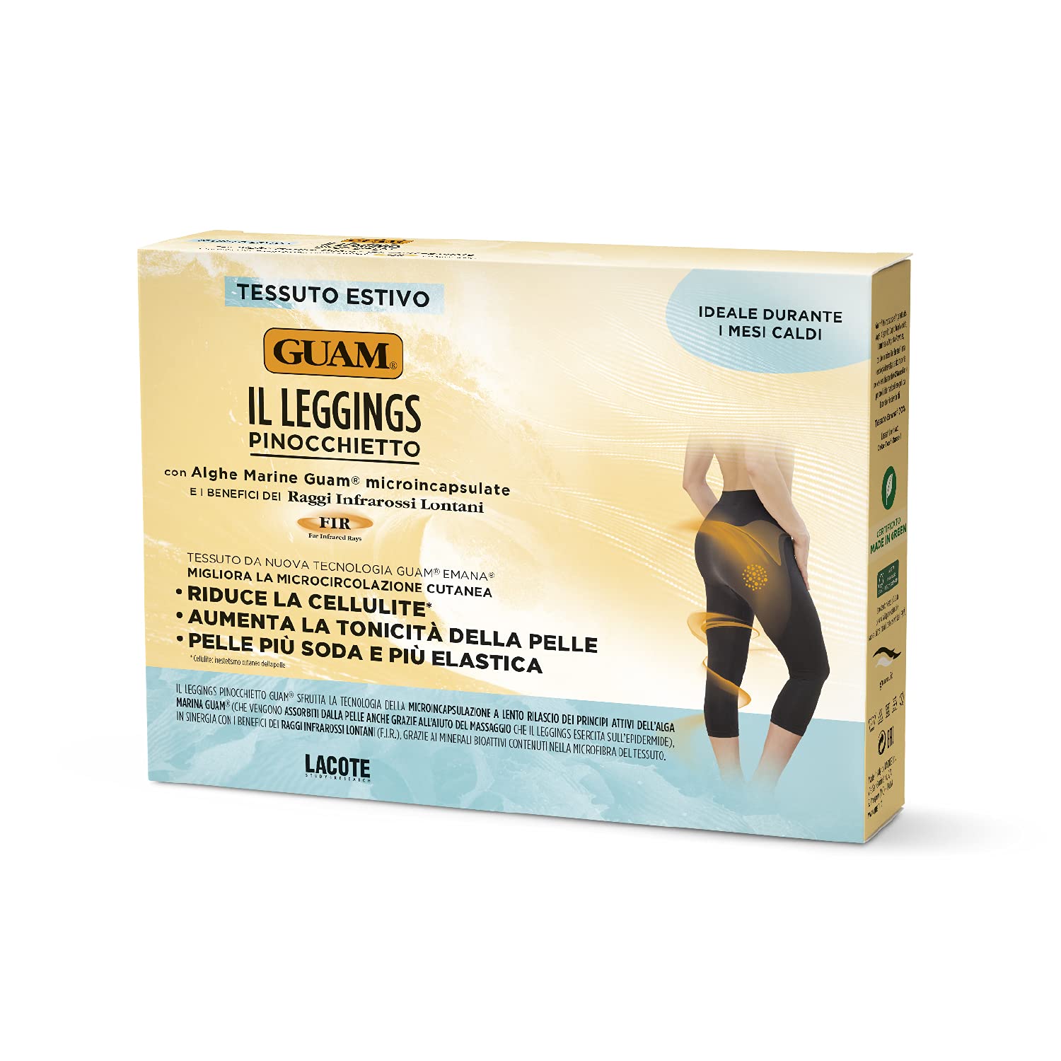 Guam, Capri Women's Leggings Seaweed, Cropped Anticellulite Leggings, Colour Black, Size XS-S (38-40)