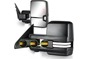 SIZIOM Switchback Towing Mirrors for 2009-2018 Dodge Ram 1500, 2010-2018 Ram 2500 3500, 1500 Classic 2019-2024 with Sequential Signal/Running/Backup/Puddle Lights Extendable Pair(Textured Black)