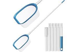 SORSWEET Professional Pool Skimmer Net 6 Feet with 6 Aluminum Poles - Fine Mesh for Fast Debris Removal - Ideal Pool Nets for Cleaning Ponds, Spas, and Hot Tubs - Efficient Pool Maintenance