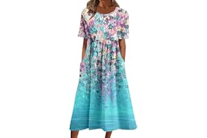 OIOLOYJM Bohemian Dress for Women Plus Size Boho Mid Length Maxi Emily Charm Peasant Spring Summer Dresses for Women 2024