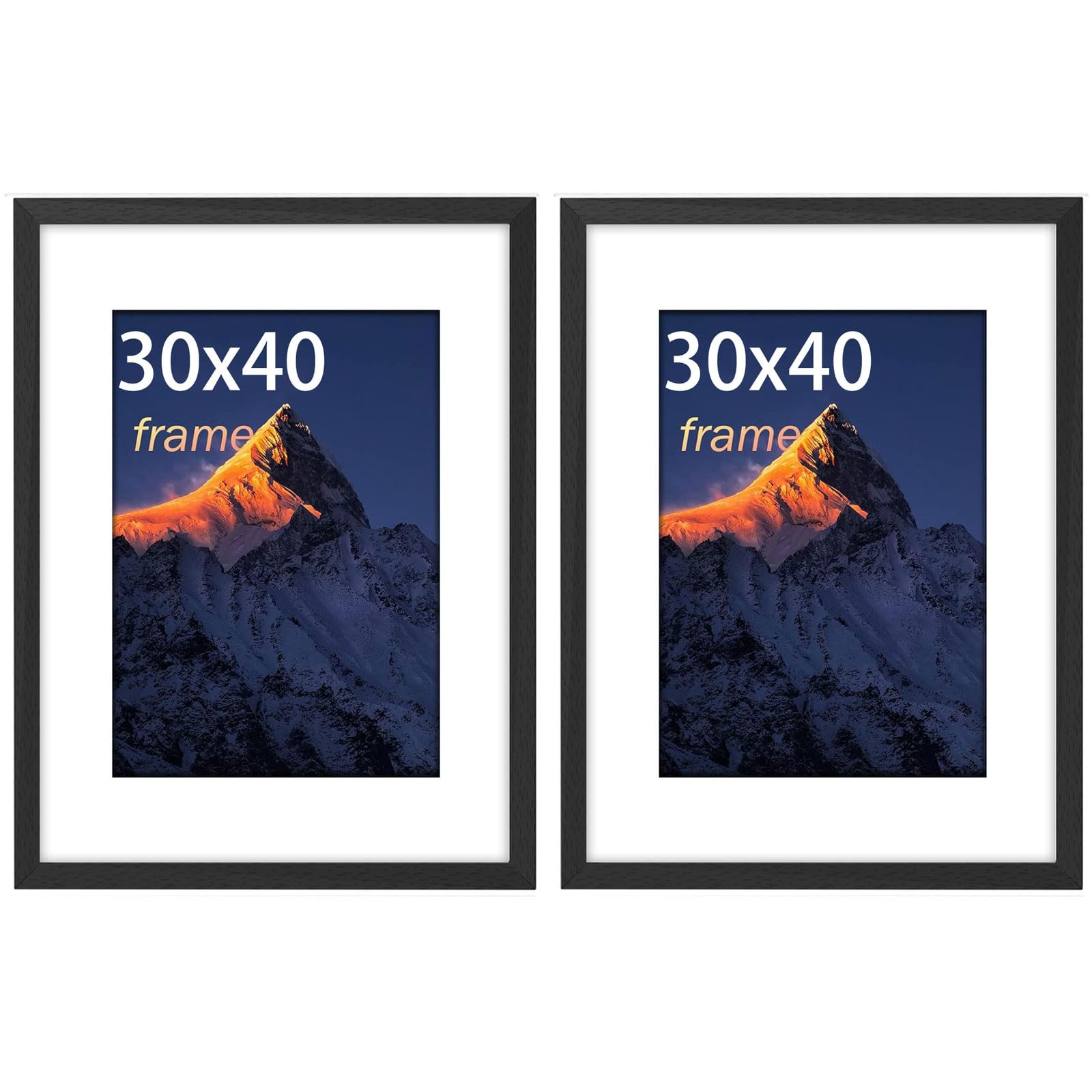 wyewye 30x40 Picture Frame, 30 x 40cm Picture Frame, Picture Frames 30cm x 40cm, with Plexiglass and Mount, Picture Frames for Only Wall Mount, Solid Wood, Black, Pack of 2 — image 1