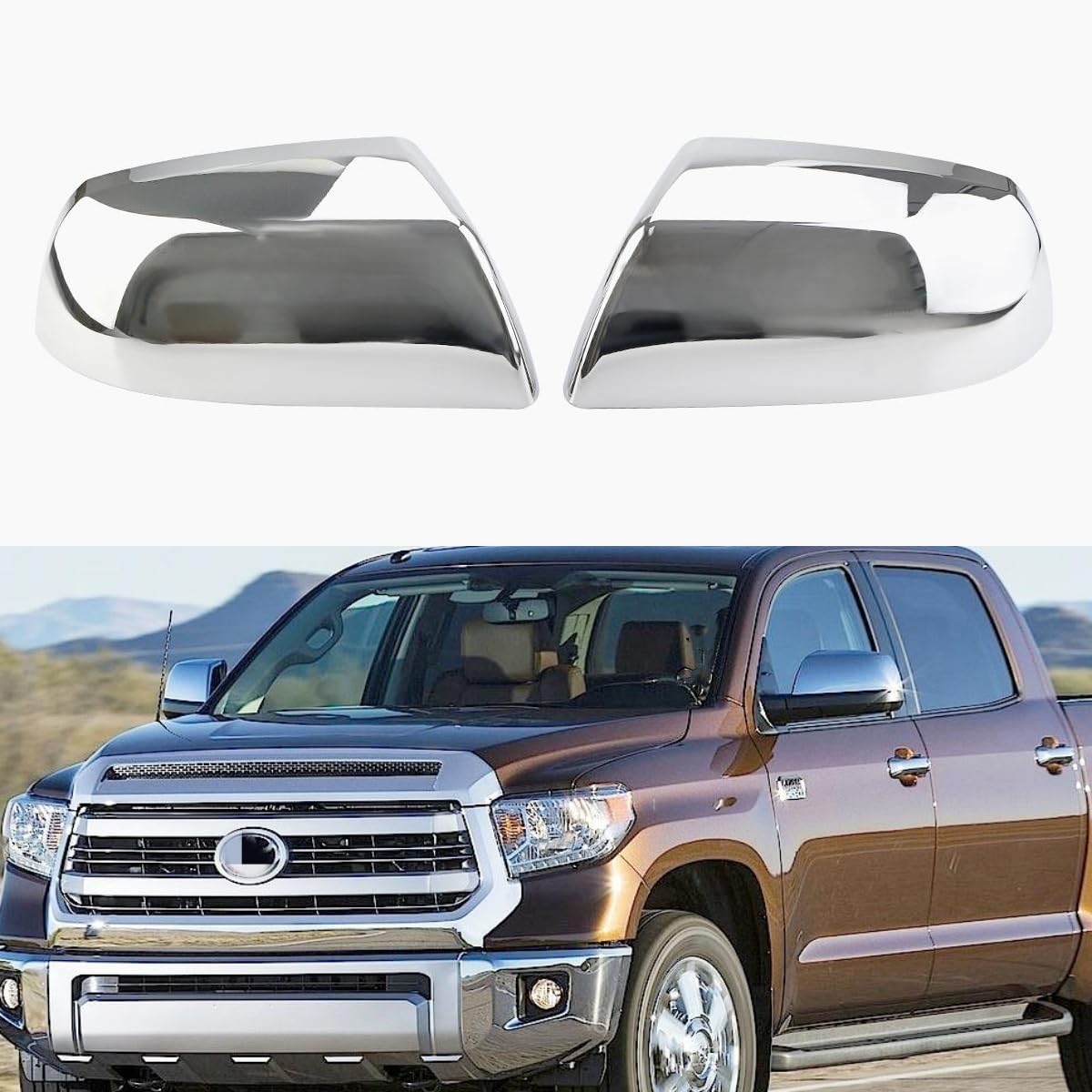 Photo 1 of AUCERAMIC Chrome Mirror Covers Caps Fit for 2007-2019 Toyota Tundra 2008-2014 Toyota Sequoia