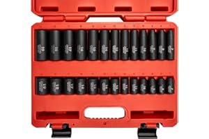 NEIKO 02433A 3/8” Drive Standard and Deep Metric Impact Socket Set | 26 Pieces | Metric 7mm to 19mm | Premium Cr-V Steel | 6-Point Hex Design | Corrosion Resistant Black Phosphate Coating