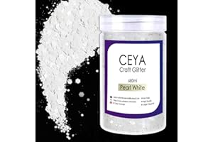 Ceya Chunky Glitter, 1 LB/ 16OZ Pearl White Bulk Craft Glitter Mixed Chunky Fine Glitter Bottled Metallic Flake Nail Sequins for Epoxy Resin, Tumblers, Scrapbooking, Party, Festival Decor, Art Project
