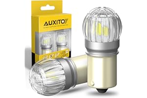 AUXITO 1156 LED Bulb White, 400% Brighter 1:1 Size, 7506 BA15S 1141 P21W 1003 LED Lights for Reverse Backup Light, DRL, Tail Brake Signal Lights, Parking Light, Side Marker Light, Pack of 2