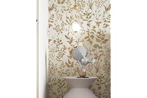 Dimoon 78.7"x17.3" Delicate Smooth White Golden Floral Peel and Stick Wallpaper Flowers Contact Paper Thicken Waterproof Leaf Vintage Self Adhesive Wallpaper Removable Wall Paper Shelf Vinyl Roll