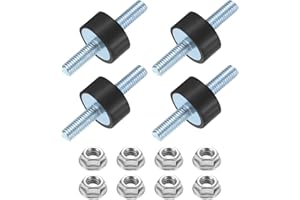 uxcell 4Pcs M6 x 18mm Rubber Mounts, 10 x 20mm Cylindrical Anti Vibration Isolator Studs Shock Absorber Double Studs with Nuts for Car Bobbin Generator Air Compressors