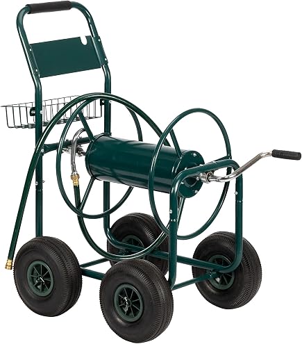 Claber Gemini Hose Cart - Metal & Plastic Garden Hose Reel, Tool-Free Assembly, 2-Year Warranty