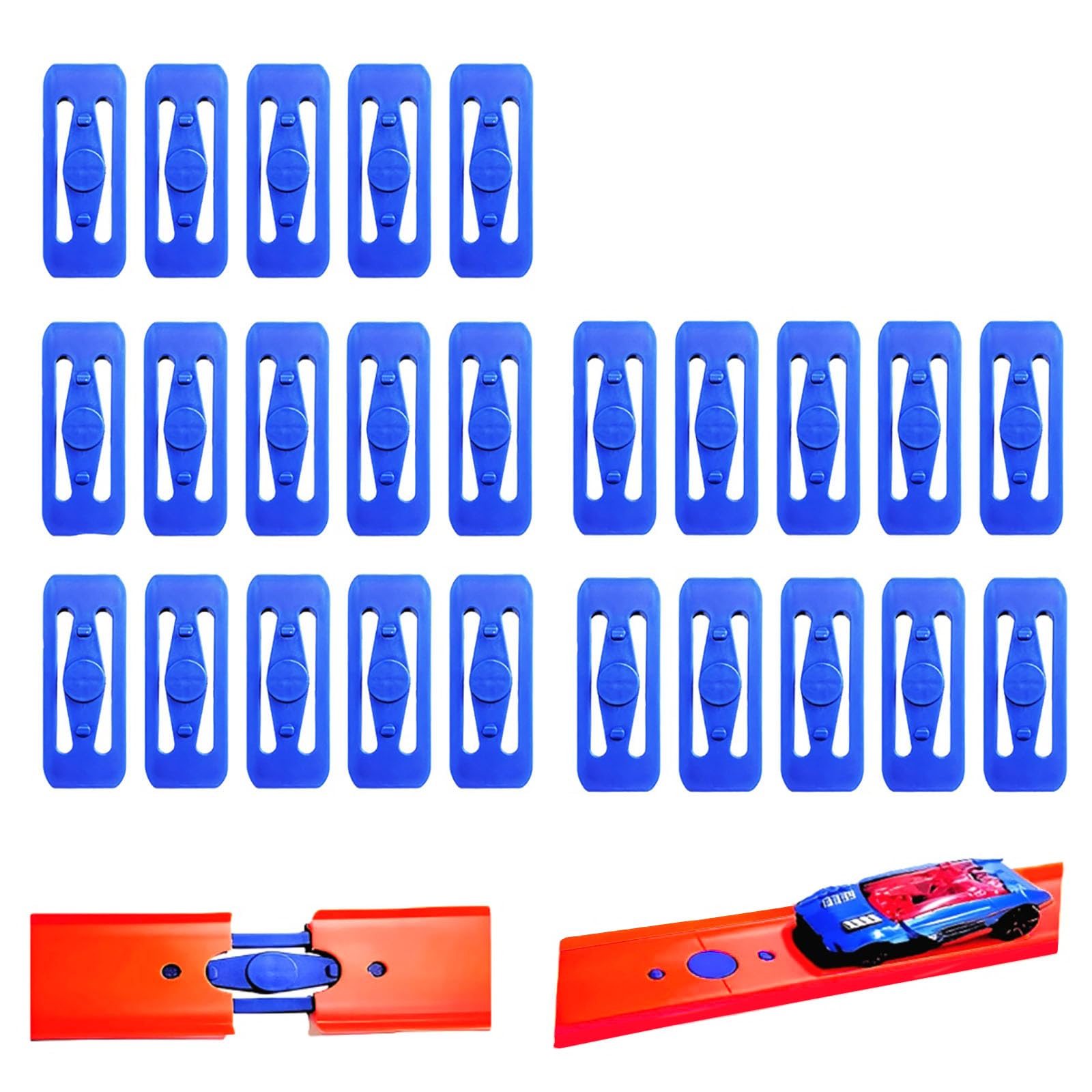 Photo 1 of [25 Pack] K TOMOTO Racetrack Connectors Compatible with Hot Wheels | Blue Replacement Parts for Race Track Sets | Durable & Tight Fit | Birthday Gift for 5-12 Years Old