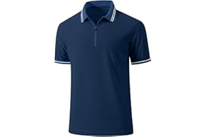 HYPESTFIT Men's Polo Shirts Short Sleeve Zip Collared Golf Shirt Business Casual Top for Summer Work Tee Shirt