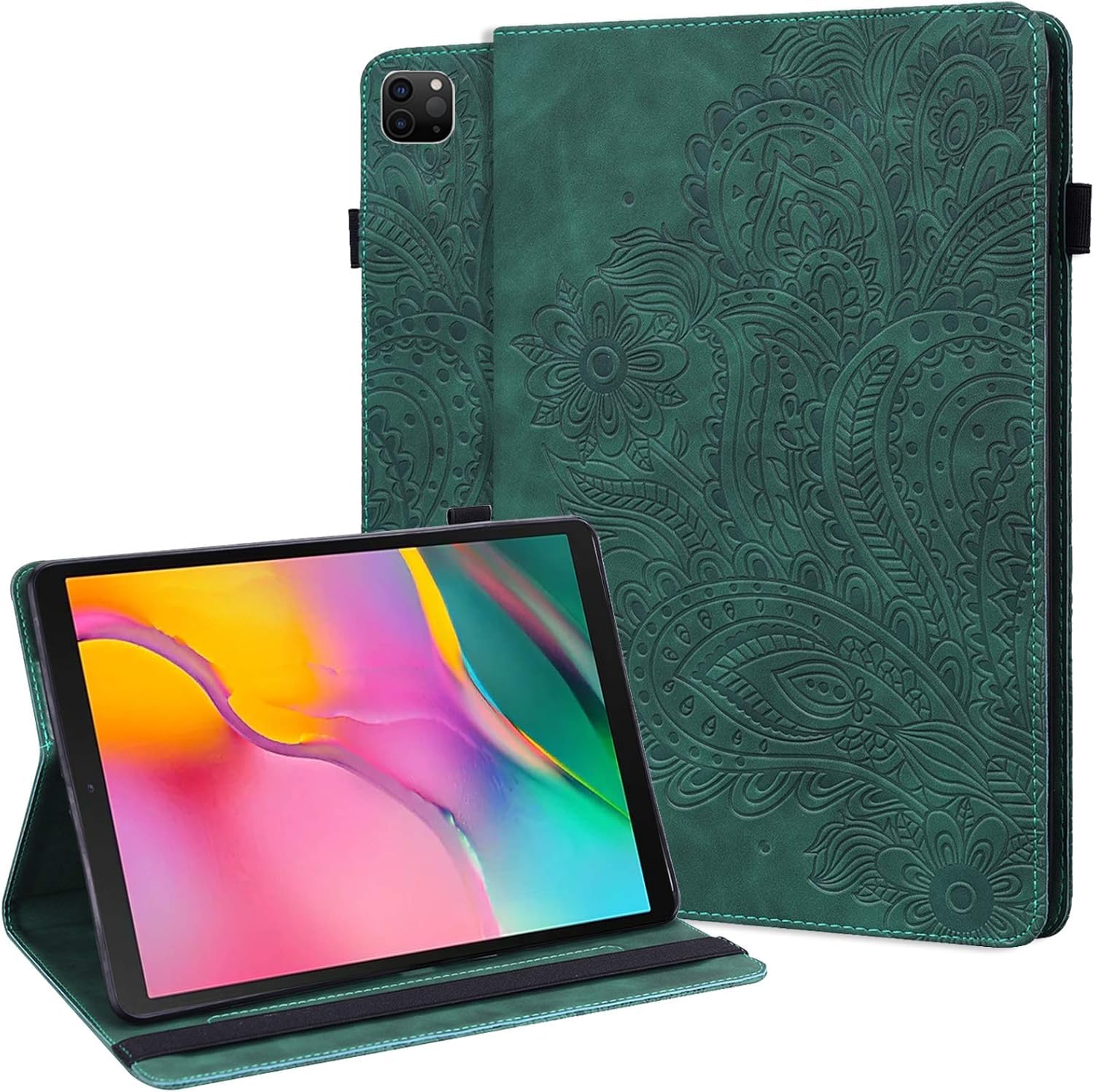 GLANDOTU Case for iPad Air 11 Inch 2026/2025/2024 (M4/M3/M2),iPad Pro 11 Inch (2022/2021/2020/2018)/iPad Air 6th/5th/4th Gen Case,lightweight Embossed Flip PU Leather Tablet Cover with Stand -Green