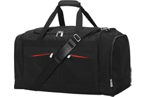 YoKelly 24 inch Large Gym Bag for Men - 65L Hard Bottom Duffle Bag with Shoes Compartment for Sport/Travel - Black