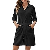Bsubseach Swimsuit Coverup for Women Terry Cloth Swim Cover Up Zipper 3/4 Sleeves Beach Cover Ups Bathrobe with Pockets