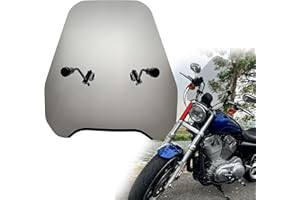 BOSYCY Universal Motorcycle Windshield, 16 3/4" x 15" Motorbike Wind-screen with 7/8" or 1" Handlebars, Universal Wind Fit Honda Kawasaki Suzuki Triumph Yamaha Indian Victory Harley Davidson-Smoked