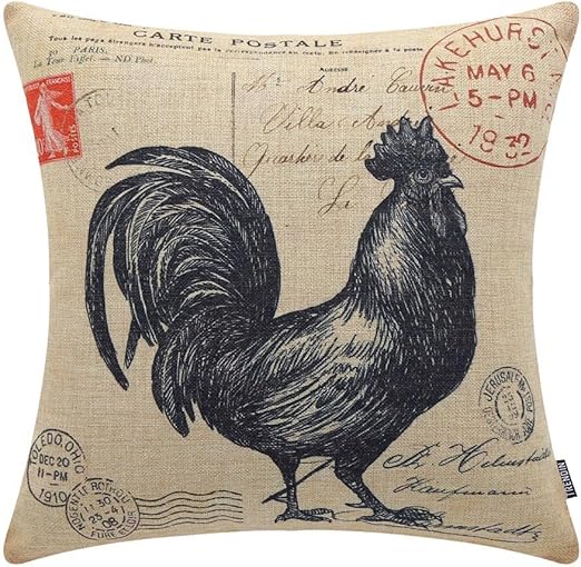 Amazon Com Trendin 18 X 18 Vintage Farmhouse Rooster Linen