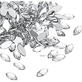 PATIKIL Marquise Gems, 300 Pcs 8x4mm Acrylic Rhinestones Flat Back Navette Horse Eye Crystal Gems for Jewelry Making DIY Craft, White