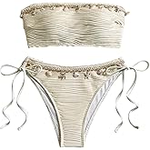 GORGLITTER Women's Starfish Bikini Set Strapless Bandeau Top and Tie Side High Cut Bathing Suit Cute Two Piece Swimsuits