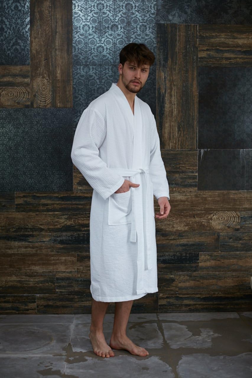 Bagno Milano Mens Waffle-Knit Bathrobe – Lightweight Hotel Spa Robe, Made in Turkey at  Men’s Clothing store