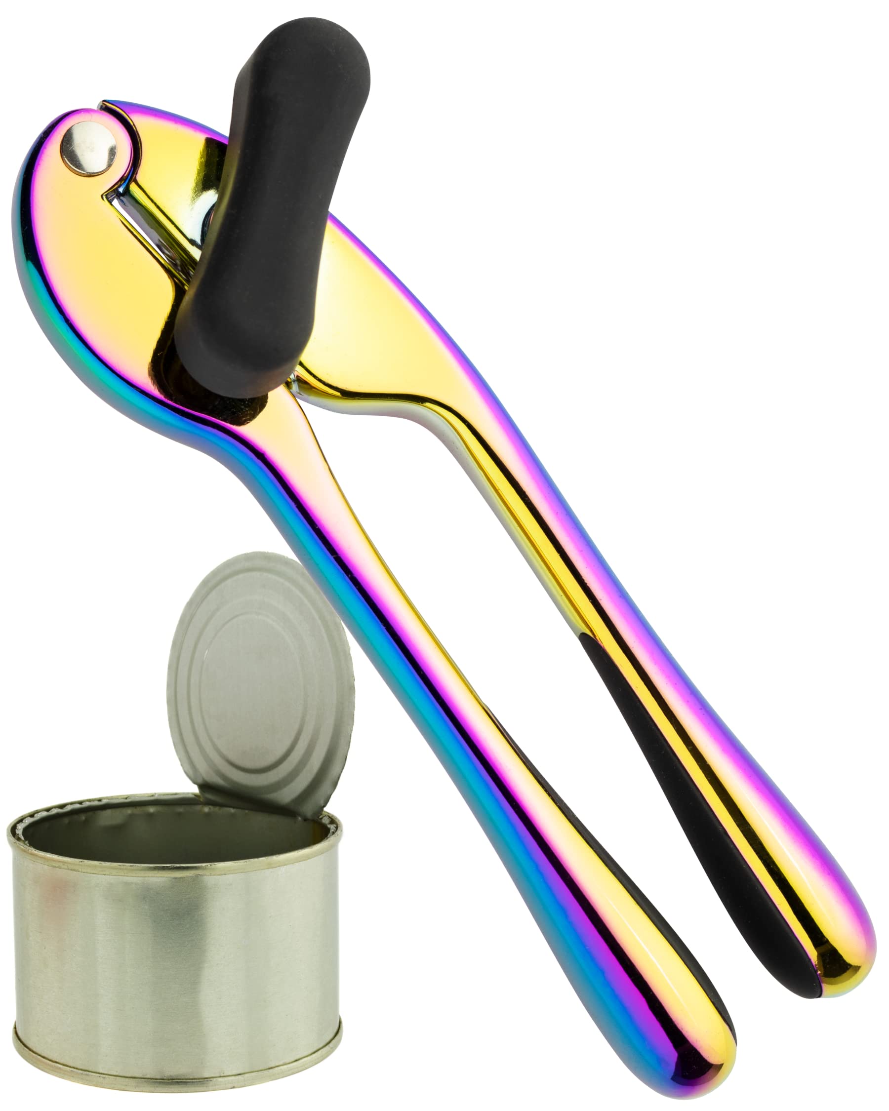 Premium 2-in-1 Manual Can Opener - Taylors Eye Witness, Easy to Use Tin Opener, Perfect Kitchen Gadget Made with Built-in Bottle Opener, Sturdy Zinc Aluminum Construction with Iridescent Colouring.