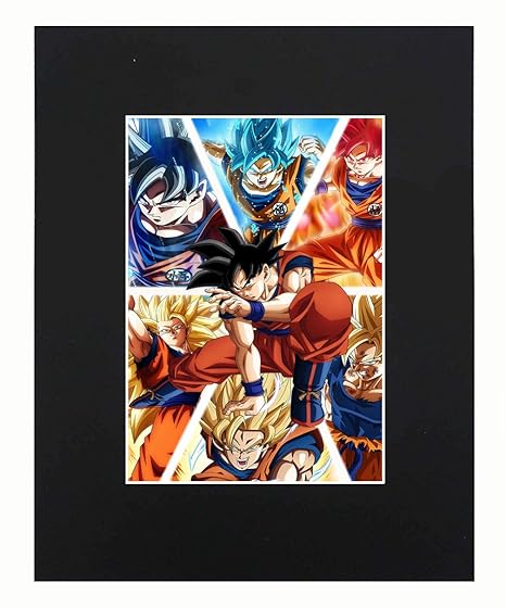Dragon Ball Super Z Son Goku Normal To Ultra Japanese Media Anime Cartoon Dope 8x10 Black Matted Art Artworks Print Paintings Printed Picture