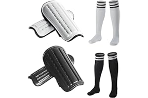 YIXIPAZH 2 Pairs Soccer Shin Guards & 2 Pairs Soccer Socks for Adults and Teenagers, Protective Gear Soccer Equipment for Kids, Boys, Girls