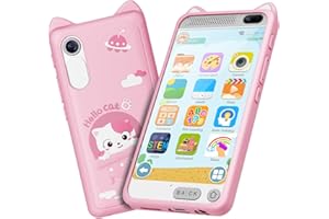 E TEACHER Kids Smart Phone for Girls, 3.97" Touchscreen Kids Phone Toys for 3-12 Birthday, Dual Camera, Built-in 8G SD Card Cell Phone for Boys Girls Toys(Pink)