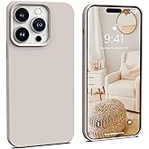 IceSword Compatible with iPhone 14 Pro Case Stone, Liquid Silicone Case Phone Cover Slim Protective, Soft Anti-Scratch Light Beige Tan Cream Warm Sand [Shockproof] 6.1 inch 14Pro- Stone
