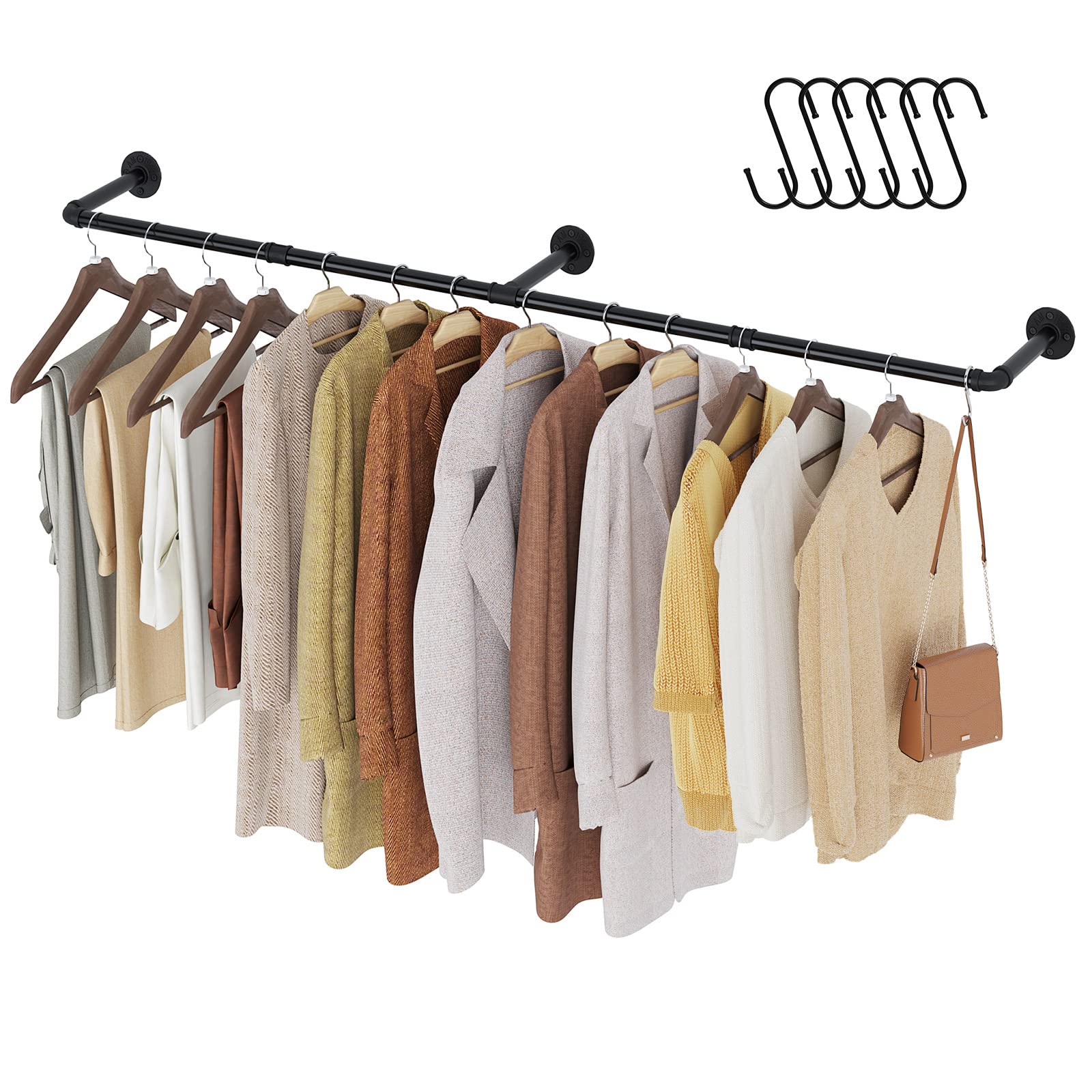 Mua GREENSTELL Wall Mounted Clothes Rack, 73.5in Industrial Pipe ...