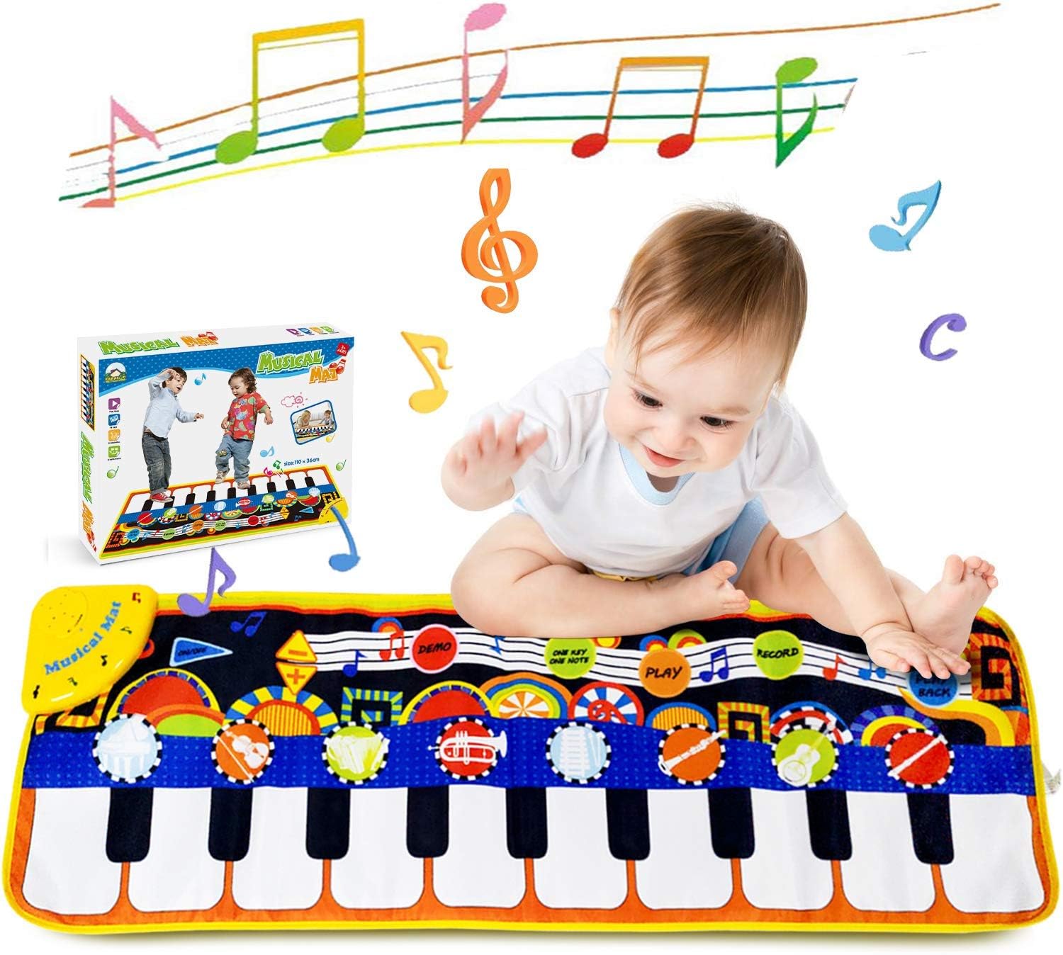 Piano Mat Musical Carpet Toys JHSH Keyboard Dance Mats 10 Music Tone Piano Keyboard Playmat Portable Singing Touch Blanket for Childrens Toys Early Education Toy Gift for Birthday Christmas Festival