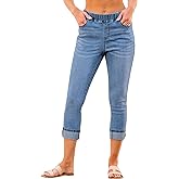 GRAPENT Pull On Jeans for Women High Waisted Skinny Capri Pants Trendy Stretch Denim Cropped Jeans Crop Jeggings Capris