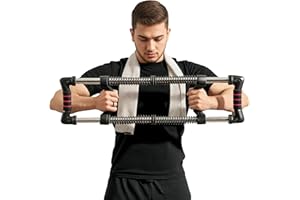 Soozier Chest Expander, Arm Chest Exerciser with 22-110 lbs Adjustable Spring Resistance for Men and Women Home Gym, Office o