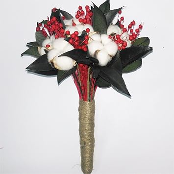 Séché Boule De Coton Naturel Lin Rouge Bean Et Feuilles De