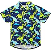 Boys Hawaiian Shirts Summer Short Sleeve Button Down Tropical Tops for Kids Child Beach Outdoor Party
