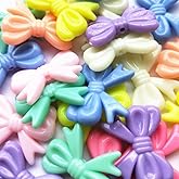 MO SHENG ACCESSORY 30pcs Beautiful Bows Acrylic Charm Necklace Bracelet Chain Jewelry Making Colorful Beads Diy Craft Supply (Bow)