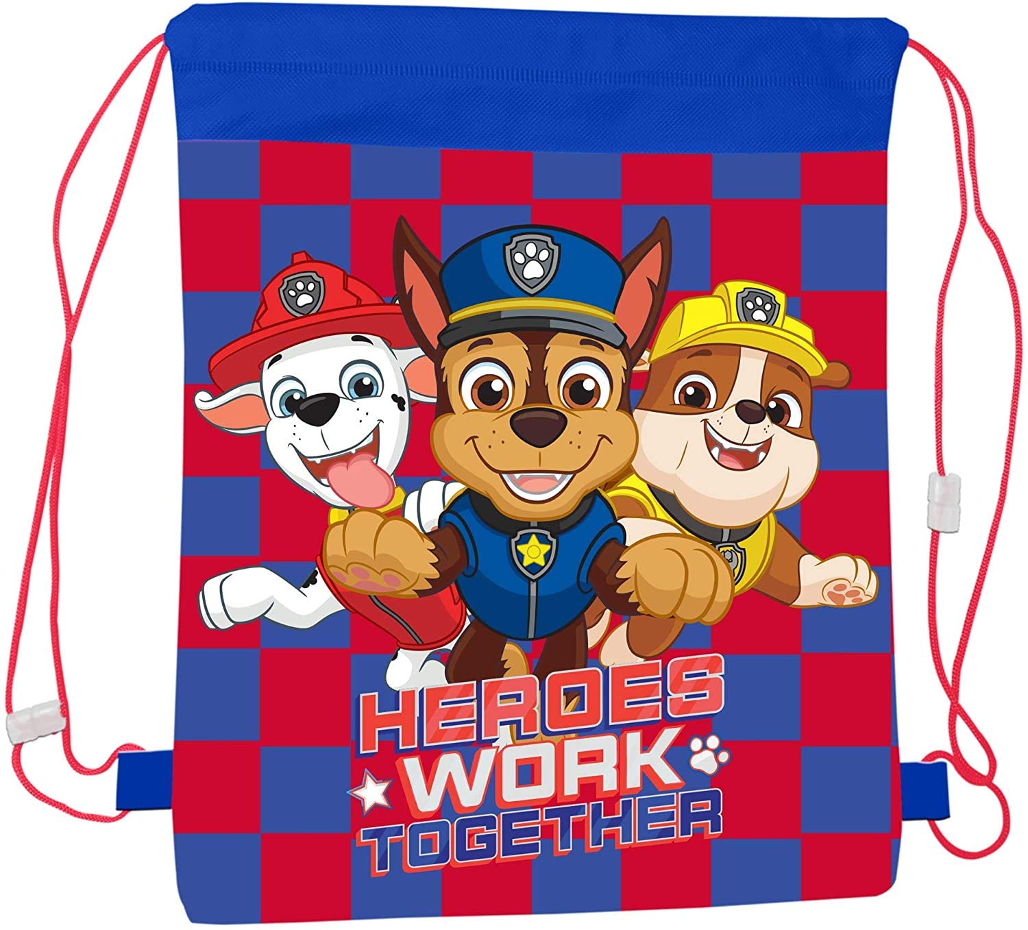 Paw Patrol Heroes Work Together Children's Character Pull String School Gym Shoe Swim P.E. Bag
