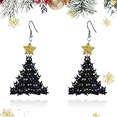 Christmas Earrings for Women Cute Xmas Black Cat Earring Acrylic Colourful Lantern Bulb Black Cat Drop Dangle Earrings Christmas Jewelry Decorative Accessories