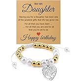 Mwphuy Daughter Gifts from Mom Inspirational Daughters Bracelet Birthday Gifts for Daughter Beaded Bracelets from Mom to My Daughters Bracelet Christmas Graduation Birthday Gift for Friends