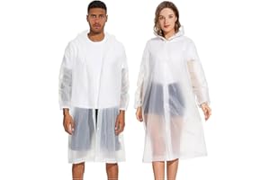 ZFYOUNG 2 pack of Raincoats Portable EVA Rain Coats Reusable Rain Poncho with Elastic Cuff Sleeves and Hood…